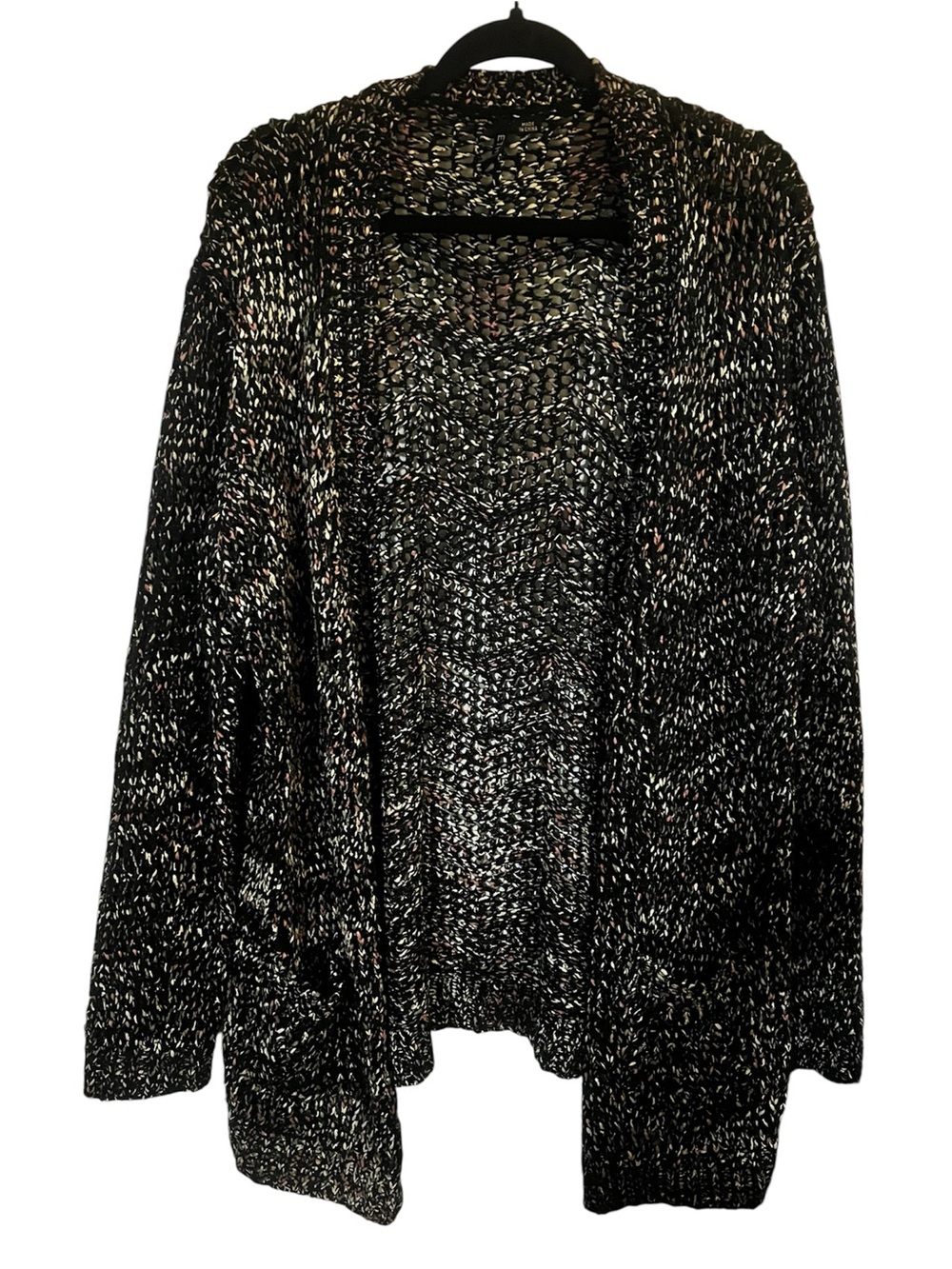 Cozy Black Marled Open-Front Women’s Sweater Cardigan